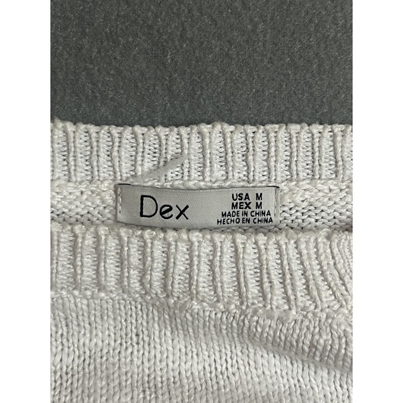 Dex Women's White Lace-Up Shoulder Long Sleeve Knit Sweater Size Medium - Picture 4 of 8